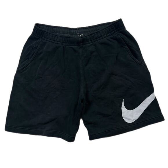 Nike Sweat Shorts Black Men's Large White Swoosh - Picture 1 of 4